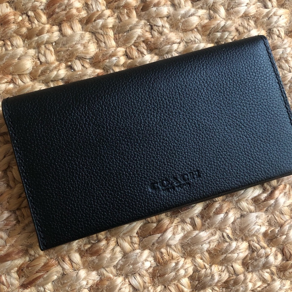 New: Coach Black Pebbled Leather Business Card and Credit Card Wallet